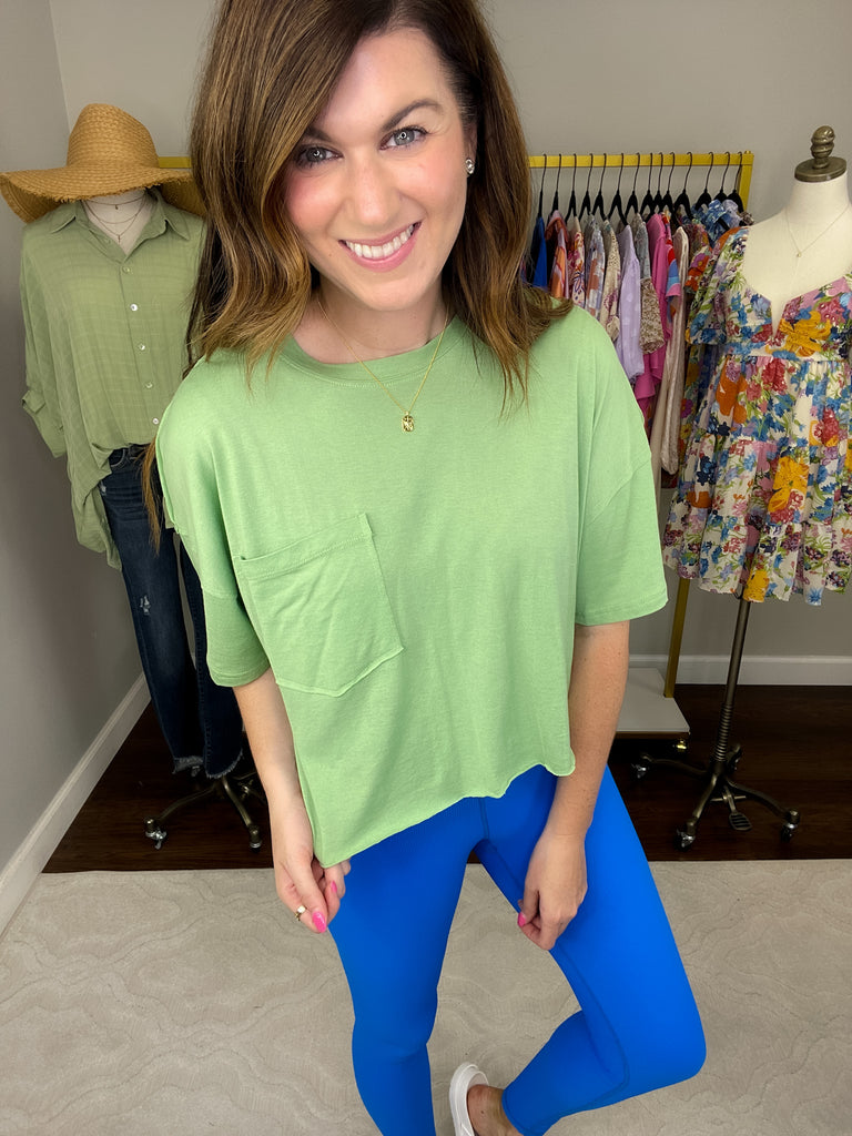 SALE! Mono B Laid Back Cropped Tee in Lime *Final Sale*
