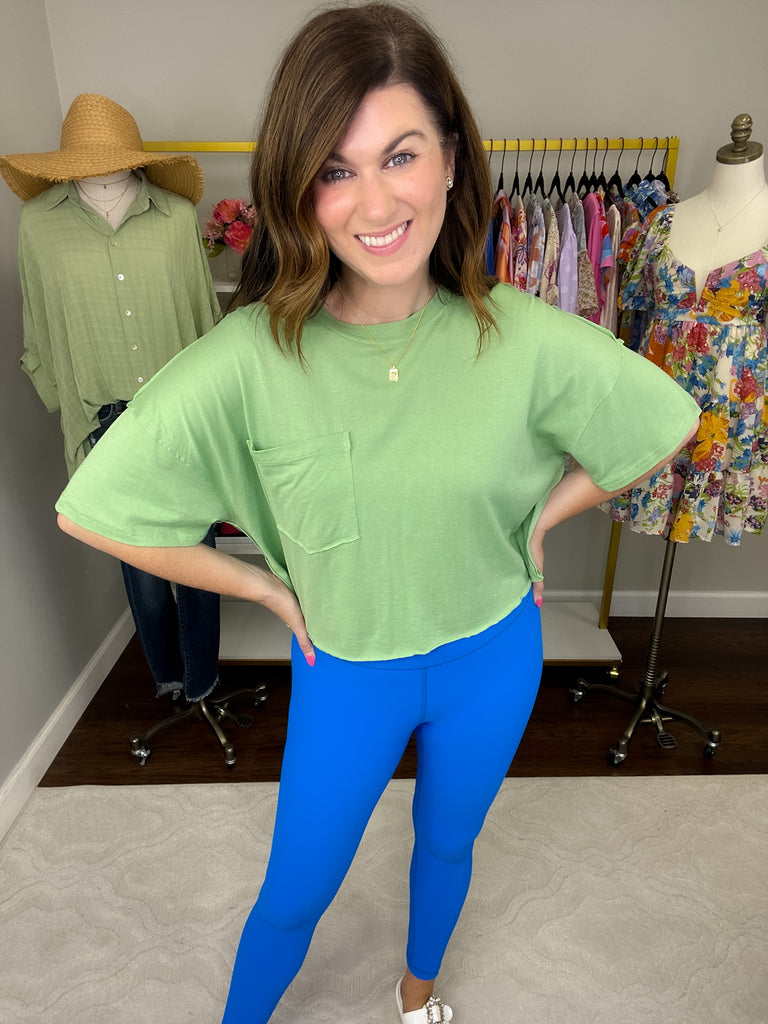SALE! Mono B Laid Back Cropped Tee in Lime *Final Sale*
