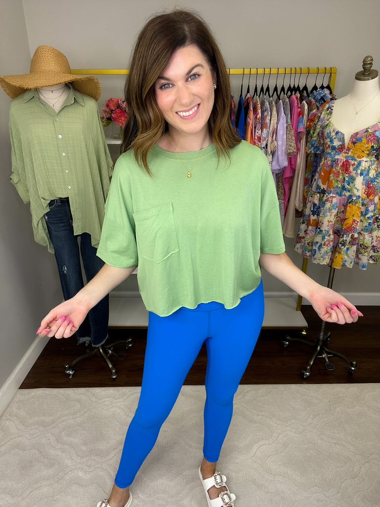 SALE! Mono B Laid Back Cropped Tee in Lime *Final Sale*