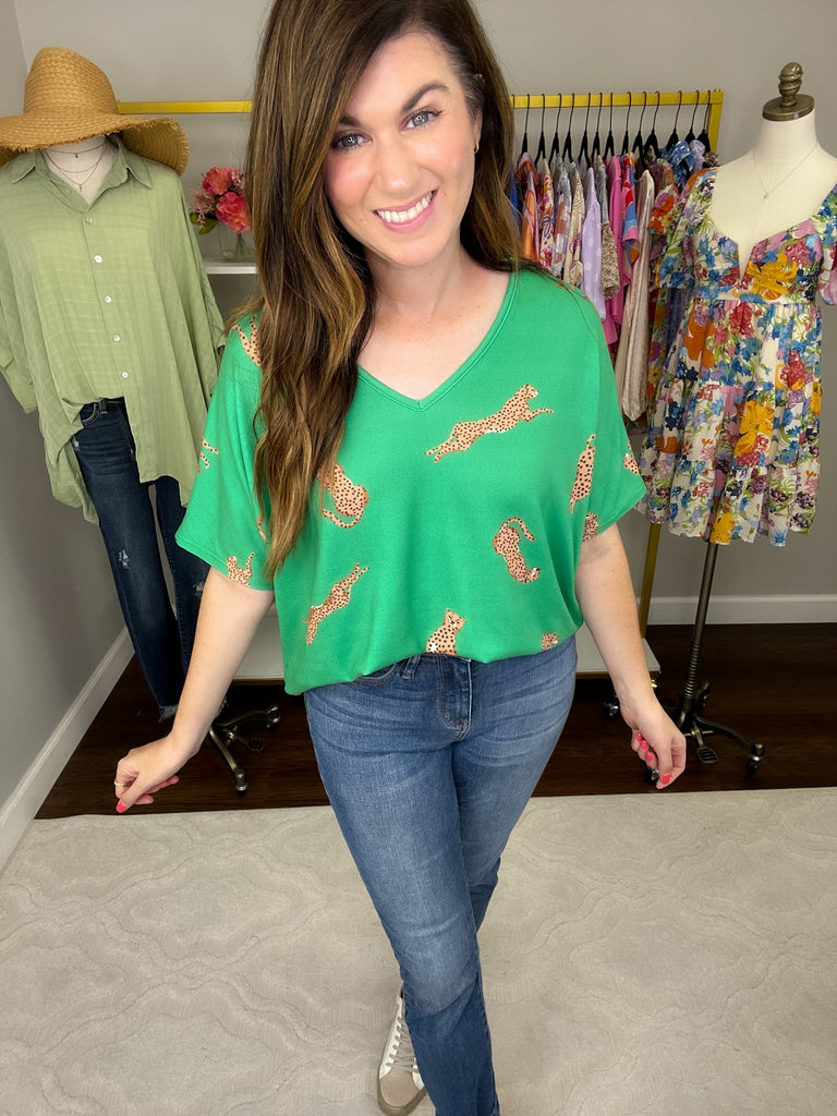 SALE! Ready to Pounce Tee in Green *Final Sale*