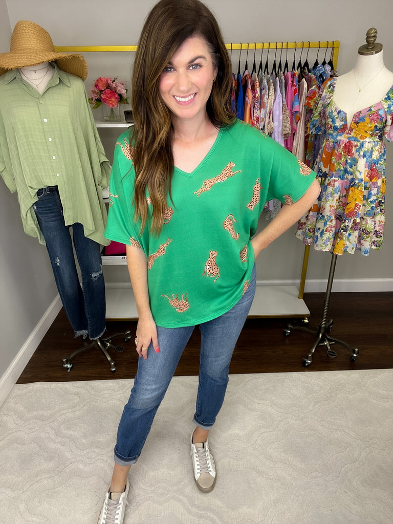 SALE! Ready to Pounce Tee in Green *Final Sale*