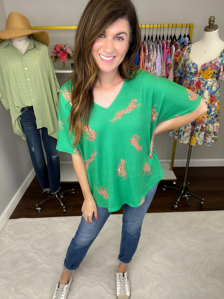 SALE! Ready to Pounce Tee in Green *Final Sale*