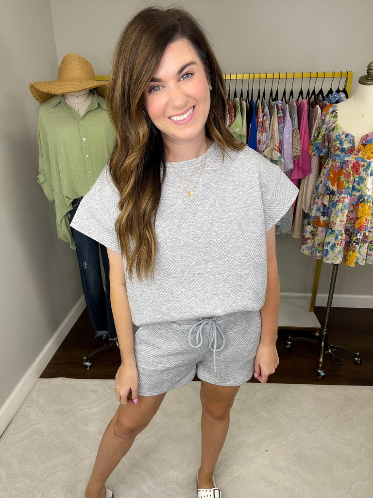 Call My Jet Textured Shorts in Heather Gray