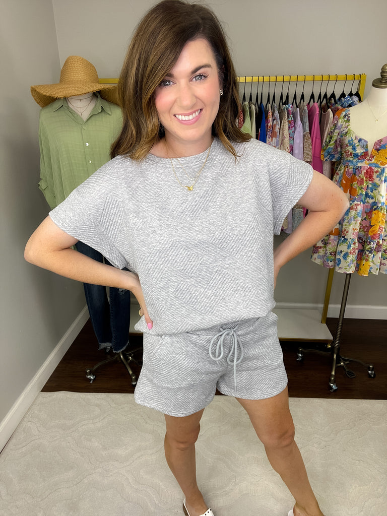 Call My Jet Textured Shorts in Heather Gray