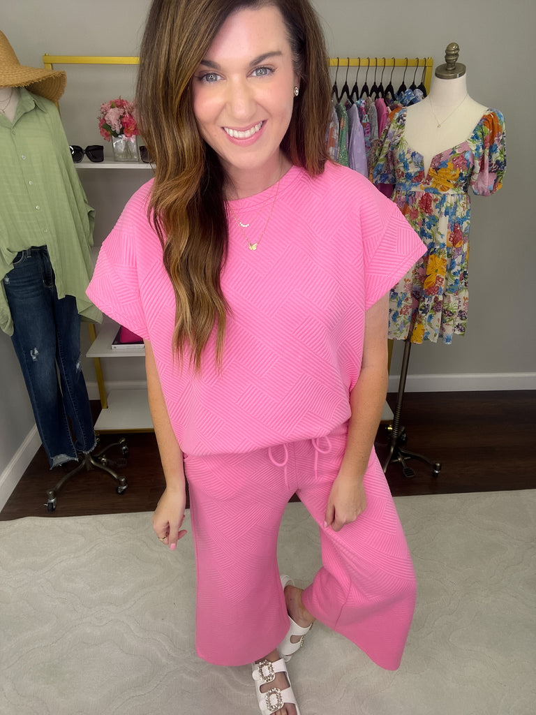 Call My Jet Textured Pants in Bubble Gum