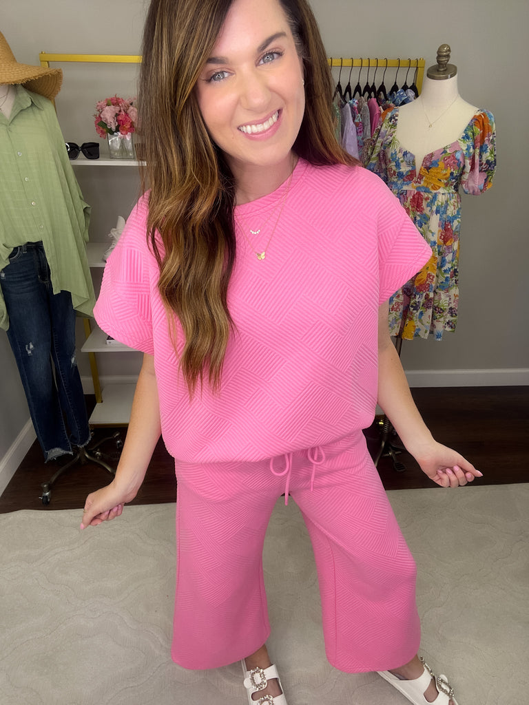 Call My Jet Textured Pants in Bubble Gum