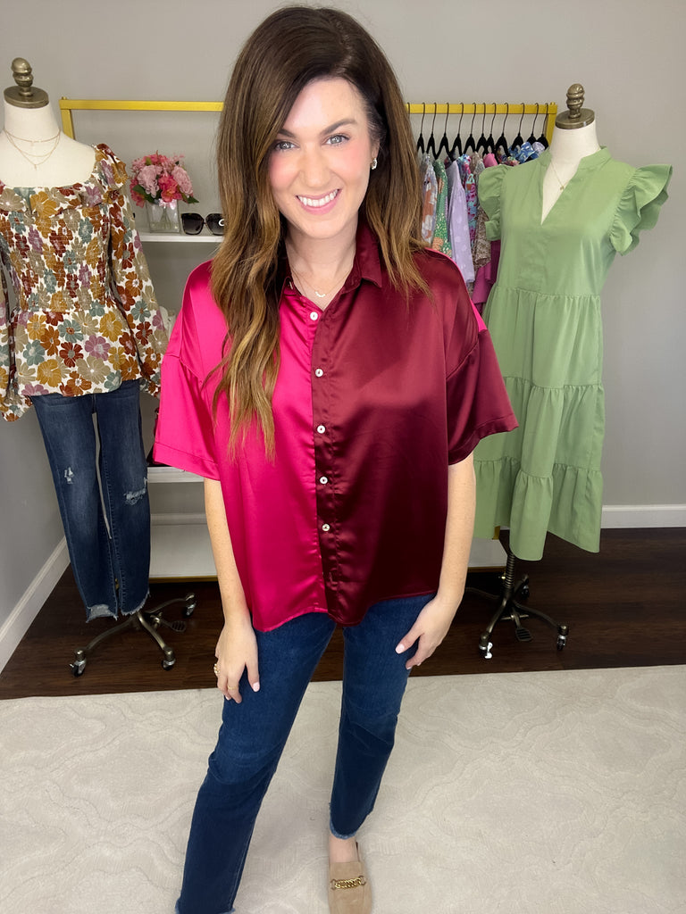 SALE! Passing Through Satin Button Down *Final Sale*