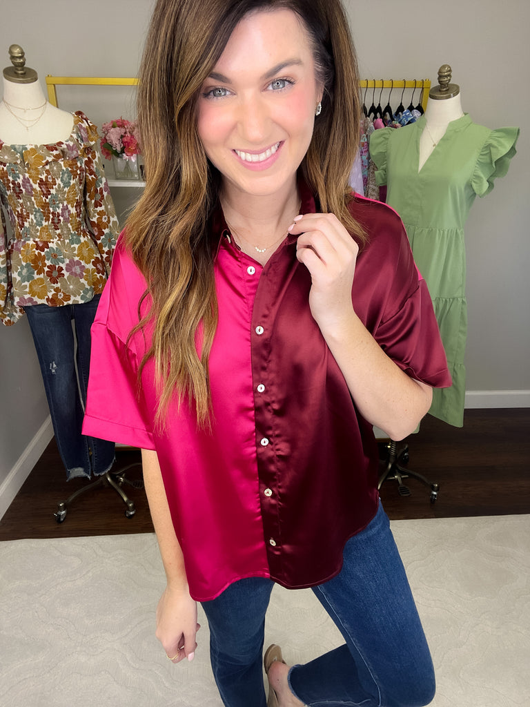 SALE! Passing Through Satin Button Down *Final Sale*