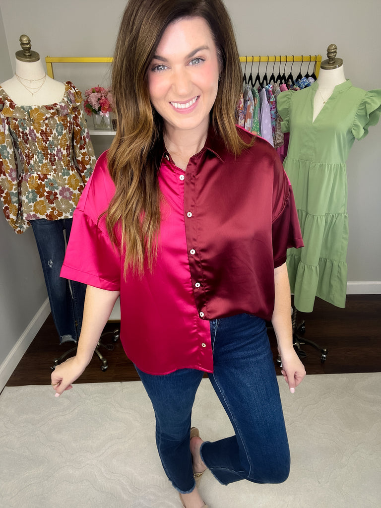 SALE! Passing Through Satin Button Down *Final Sale*