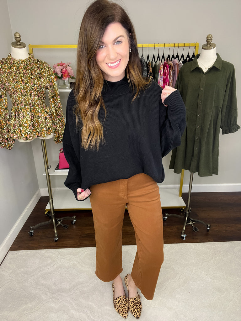 Judy Blue Briar High Rise Control Top Wide Leg Crop Jeans in Camel