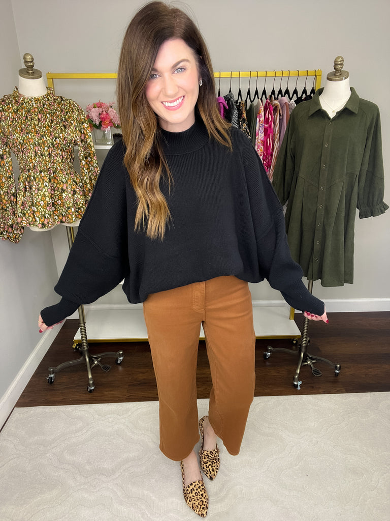 Judy Blue Briar High Rise Control Top Wide Leg Crop Jeans in Camel