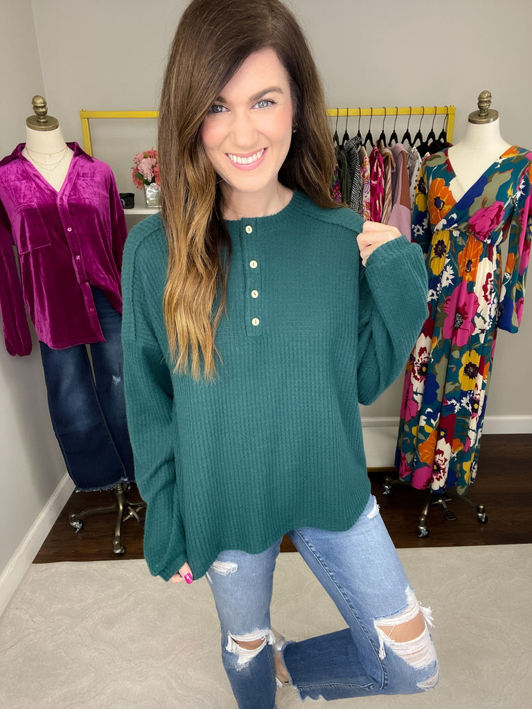 Cedar Waffle Top in Hunter