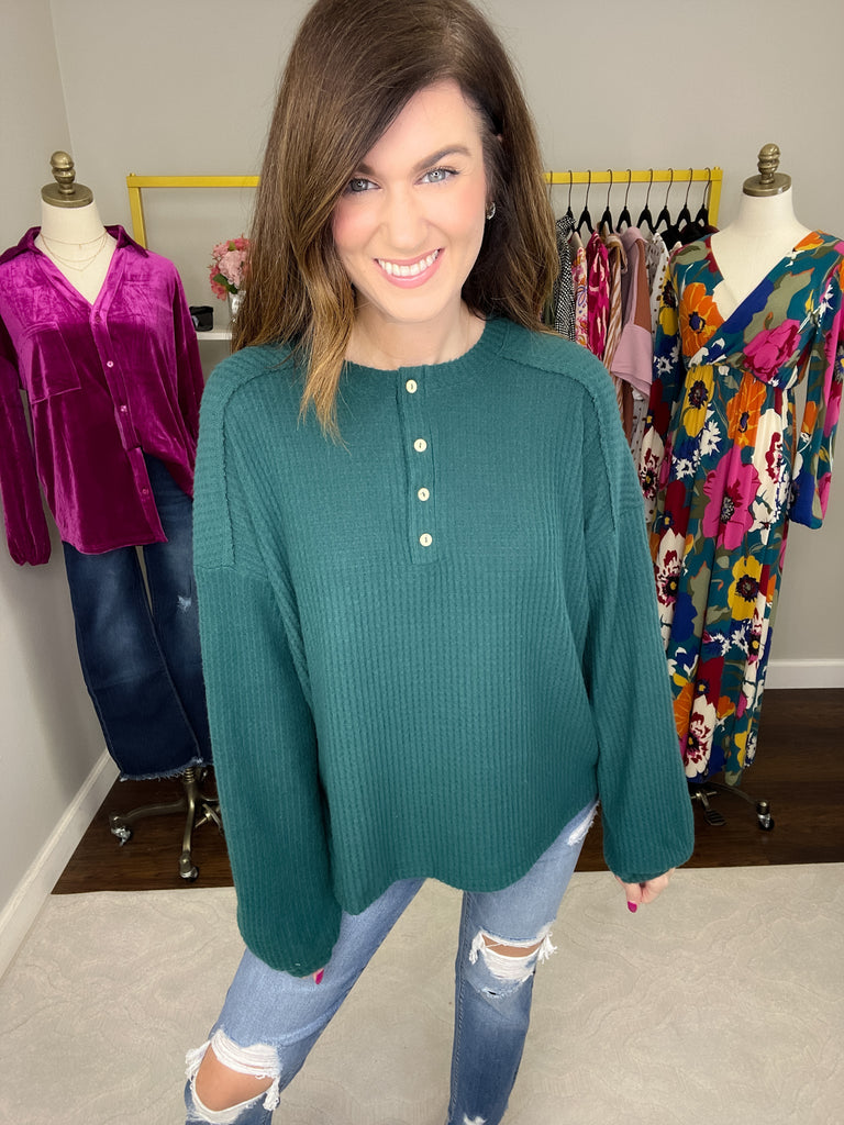 Cedar Waffle Top in Hunter