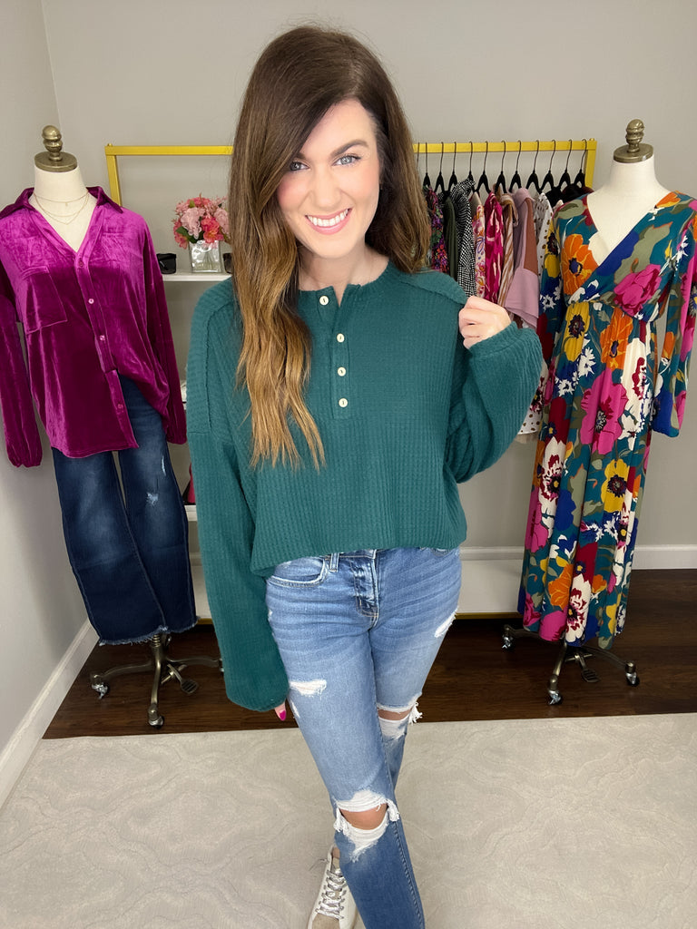 Cedar Waffle Top in Hunter