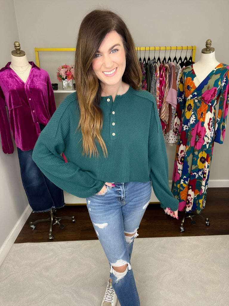 Cedar Waffle Top in Hunter