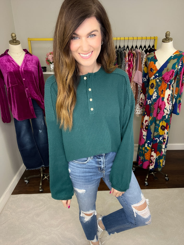 Cedar Waffle Top in Hunter