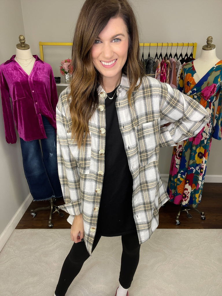 Already There Plaid Button Down in Ivory