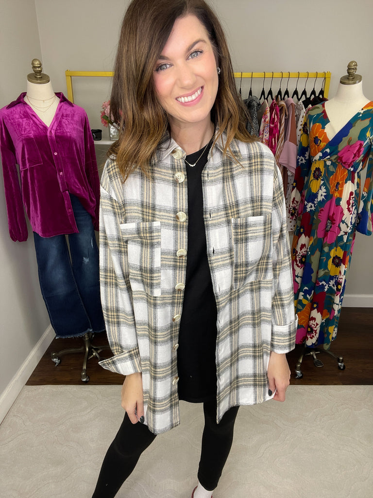 Already There Plaid Button Down in Ivory