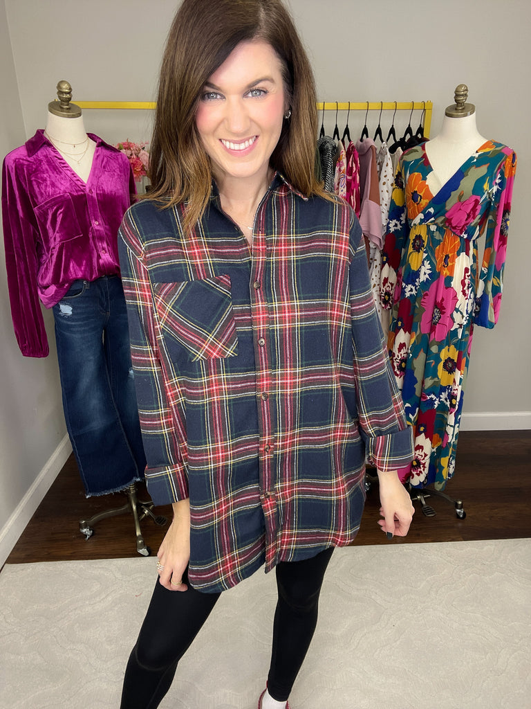 Avril Navy Plaid Button Down