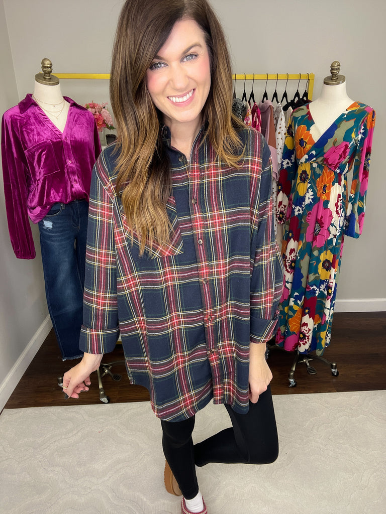 Avril Navy Plaid Button Down