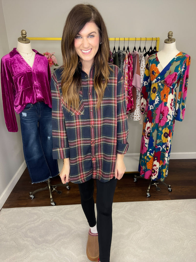 Avril Navy Plaid Button Down