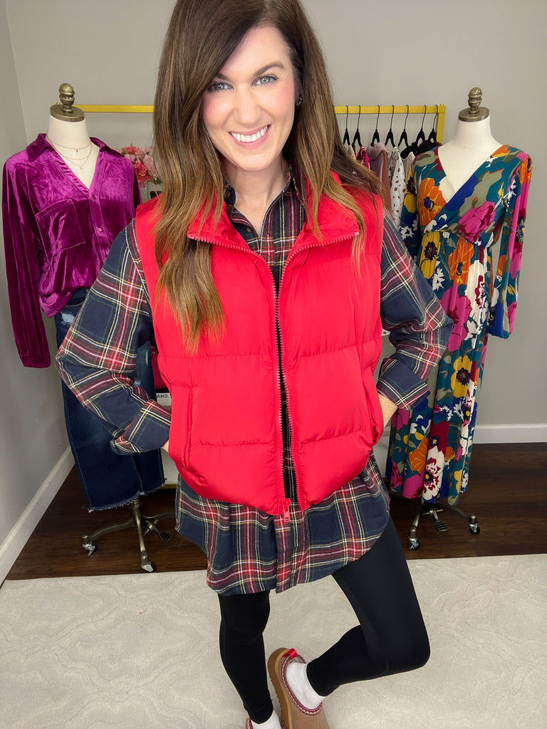 Avril Navy Plaid Button Down