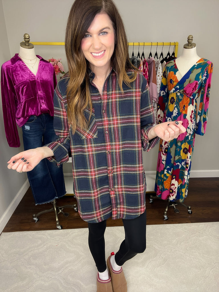Avril Navy Plaid Button Down