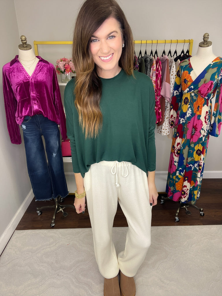 Days Off Waffle Joggers in Cream