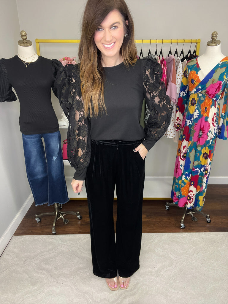 SALE! Holiday Magic Velvet Trousers in Black *Final Sale*