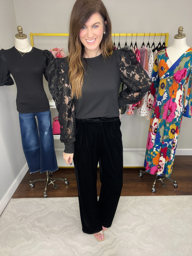 SALE! Holiday Magic Velvet Trousers in Black *Final Sale*