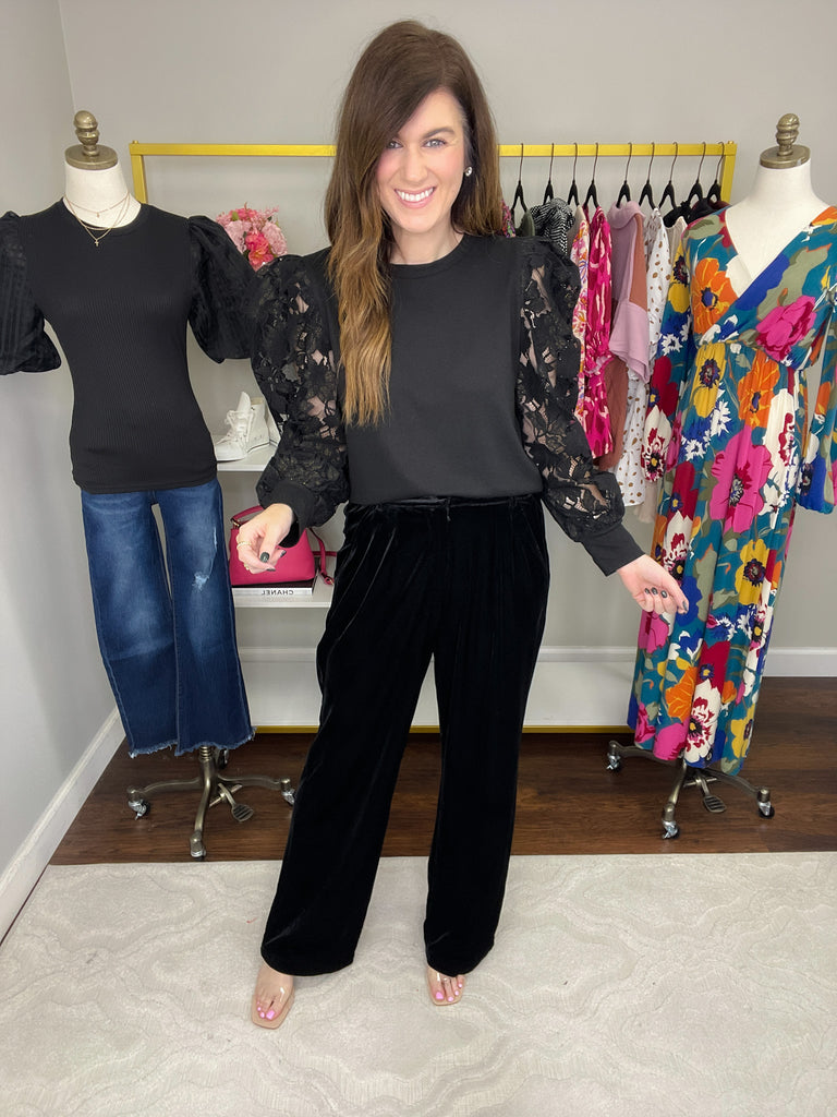 SALE! Holiday Magic Velvet Trousers in Black *Final Sale*