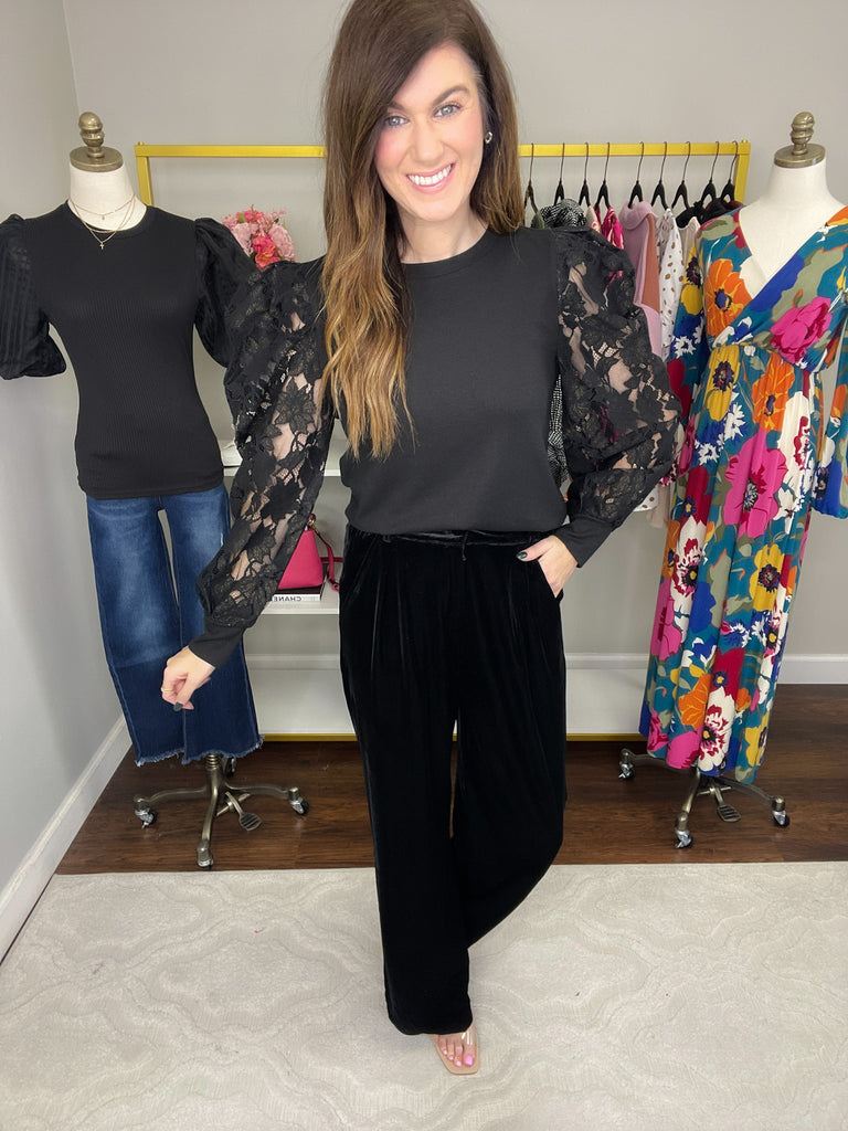SALE! Holiday Magic Velvet Trousers in Black *Final Sale*