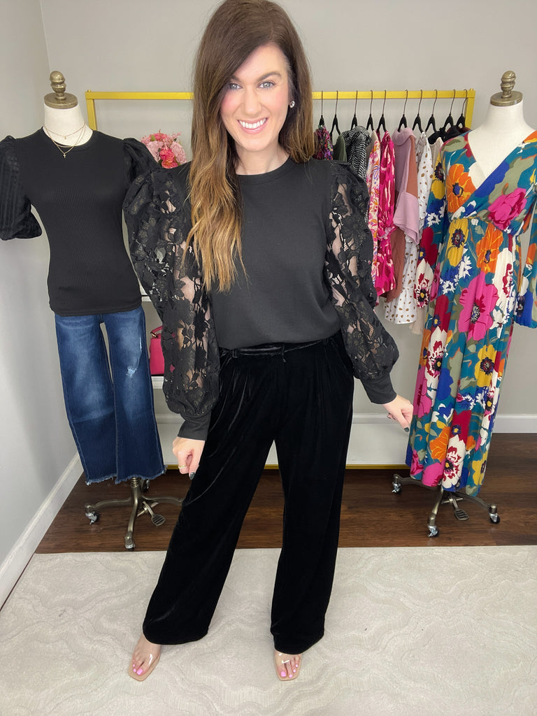SALE! Holiday Magic Velvet Trousers in Black *Final Sale*