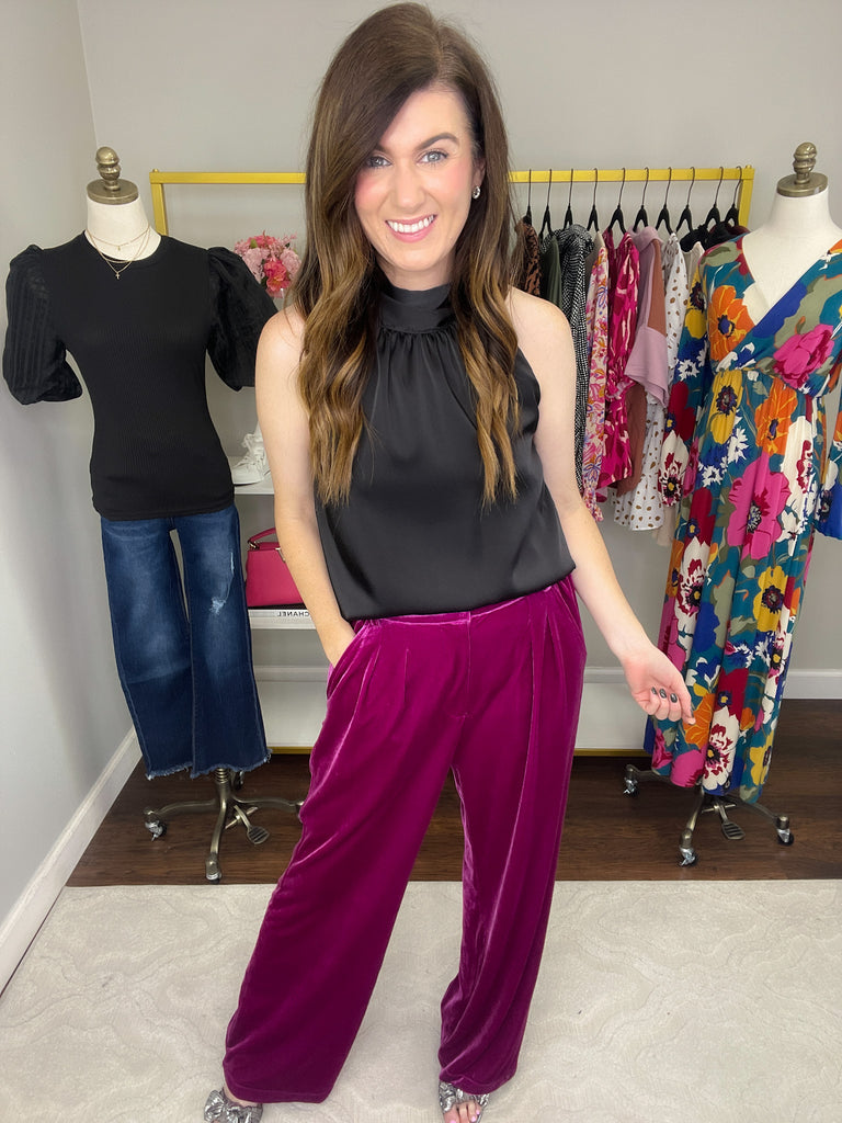 Holiday Magic Velvet Trousers in Magenta