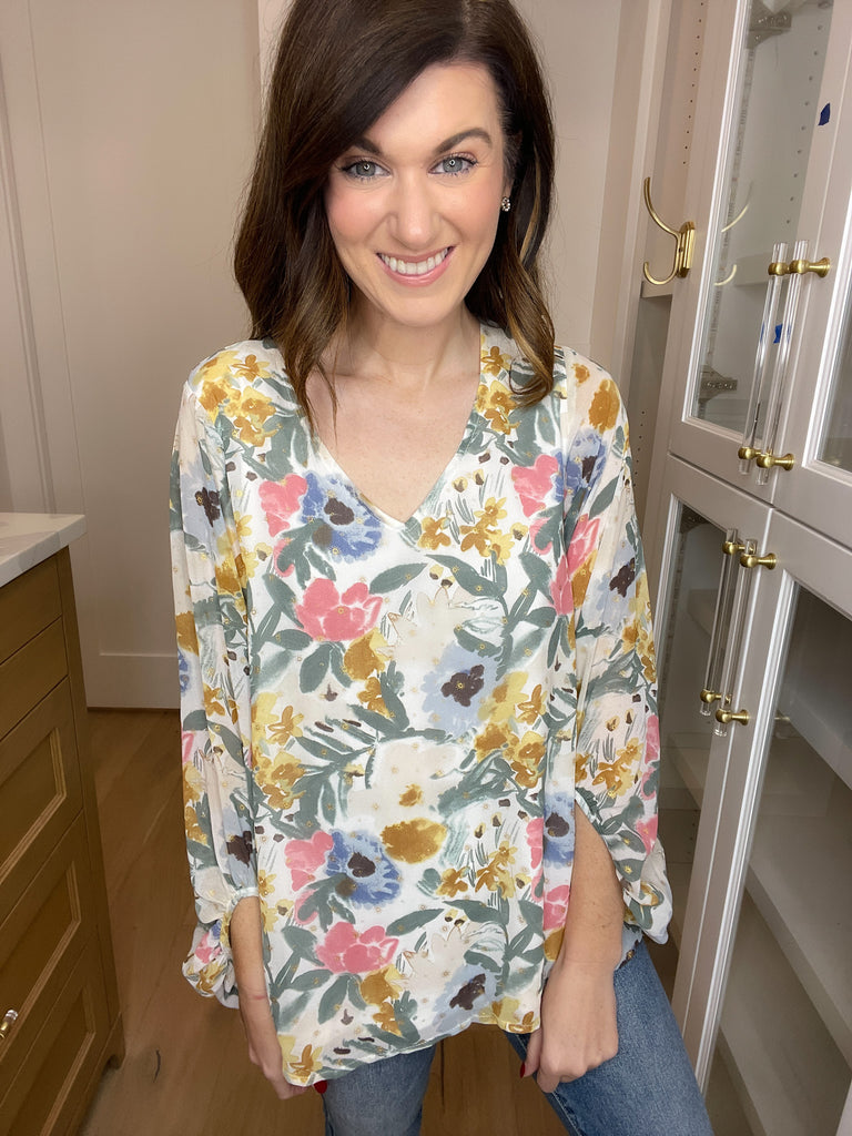 Cecile Floral V-Neck Top