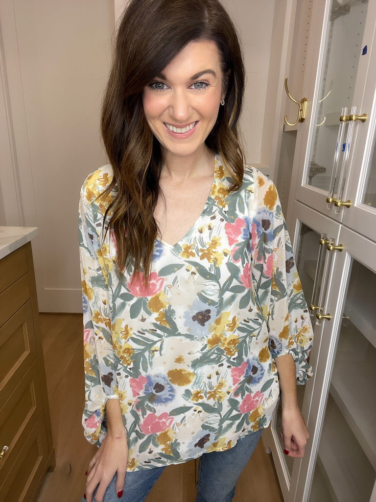 Cecile Floral V-Neck Top