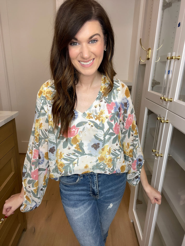 Cecile Floral V-Neck Top