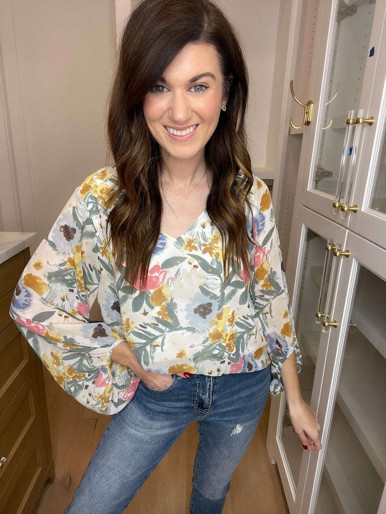 Cecile Floral V-Neck Top