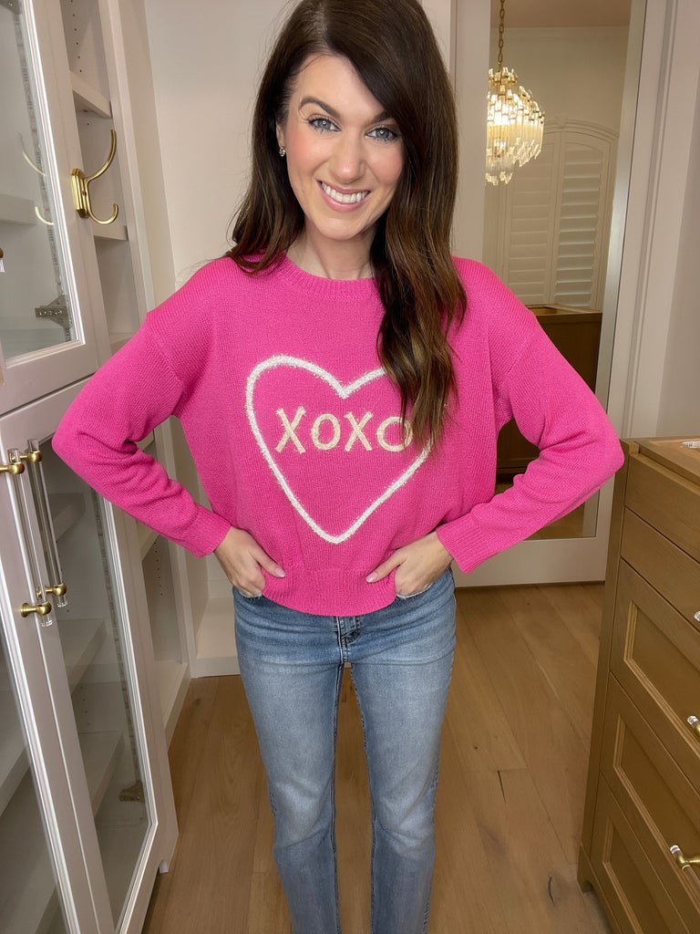 XOXO Sweater in Hot Pink