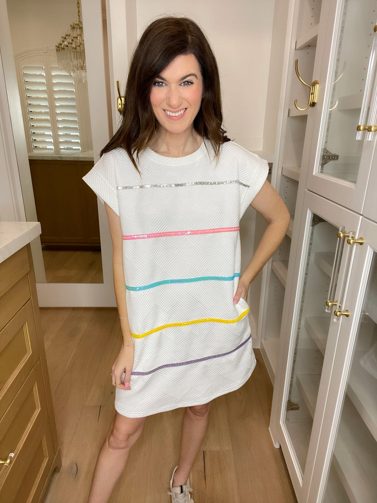 SALE! Keep Things Fun Quilted Dress in White *Final Sale*