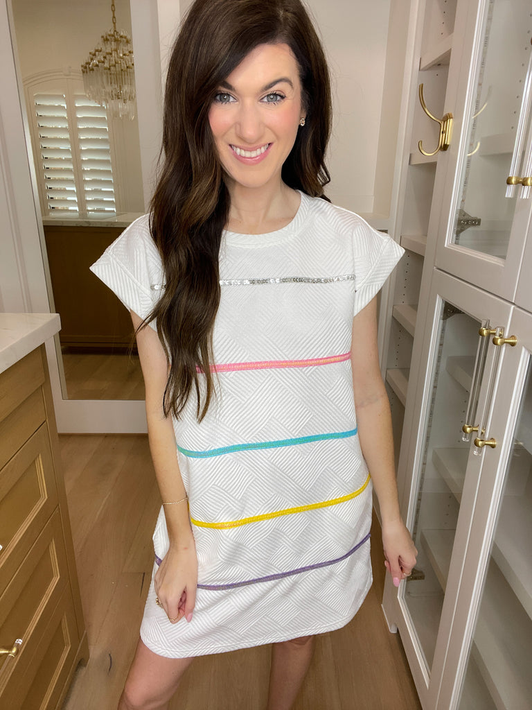 SALE! Keep Things Fun Quilted Dress in White *Final Sale*