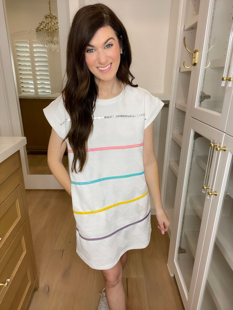 SALE! Keep Things Fun Quilted Dress in White *Final Sale*