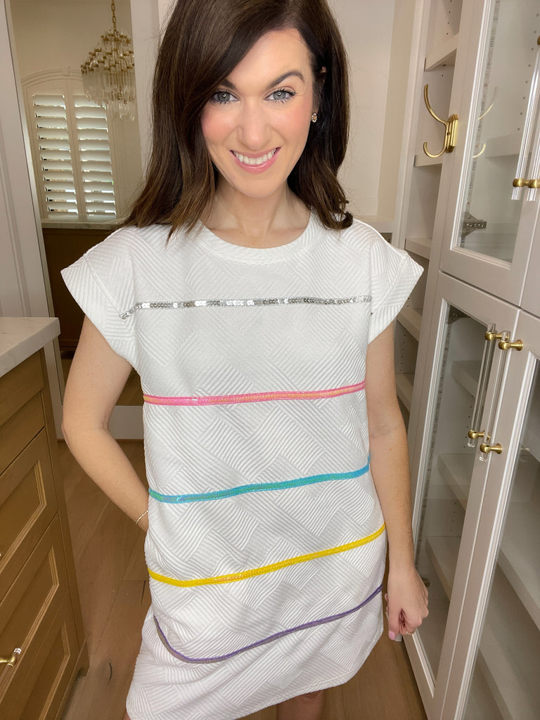 SALE! Keep Things Fun Quilted Dress in White *Final Sale*