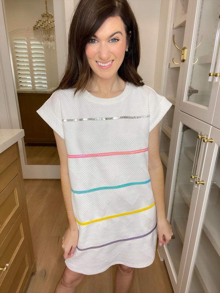 SALE! Keep Things Fun Quilted Dress in White *Final Sale*