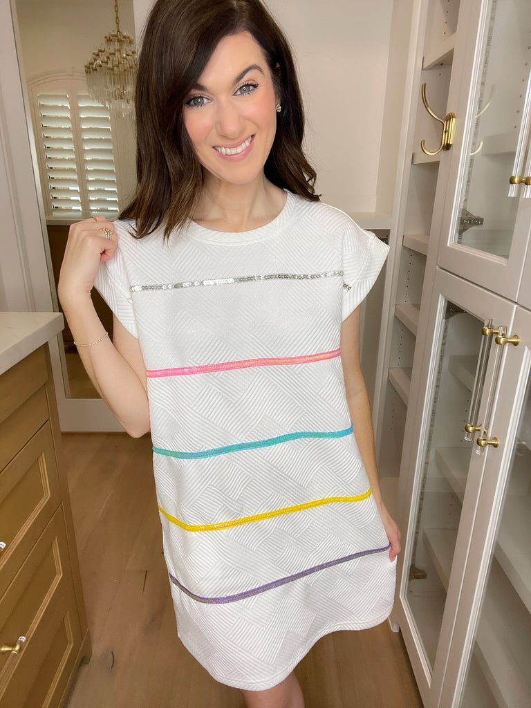 SALE! Keep Things Fun Quilted Dress in White *Final Sale*