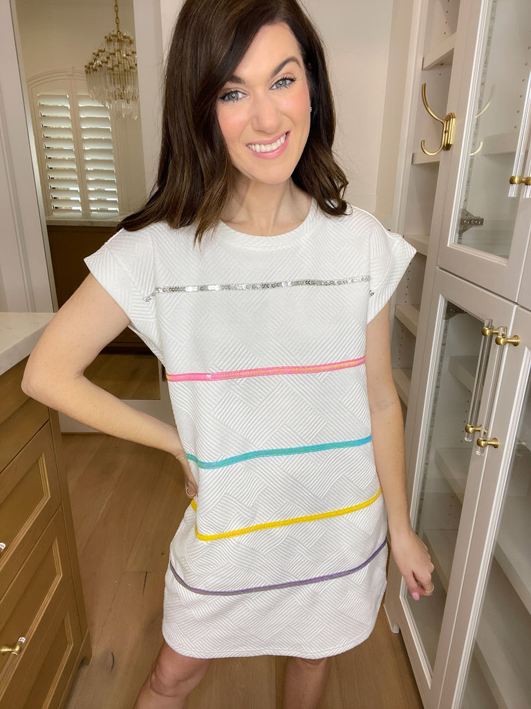 SALE! Keep Things Fun Quilted Dress in White *Final Sale*