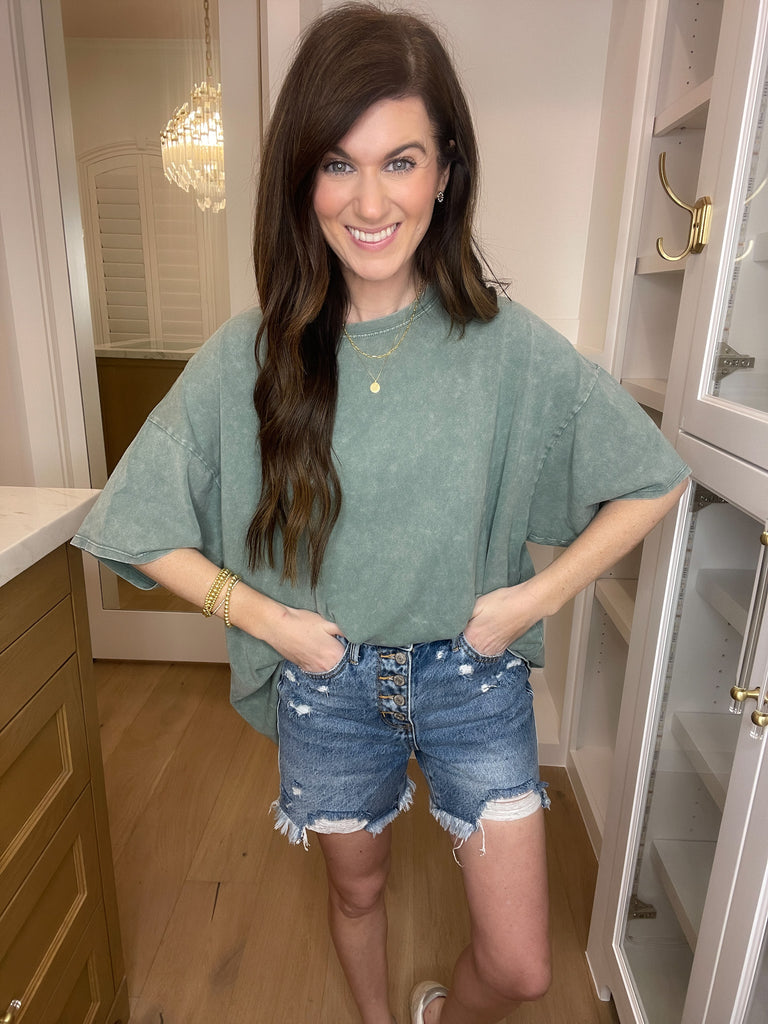 Judy Blue Kara High Rise Rigid Magic Button Fly Cutoff Shorts