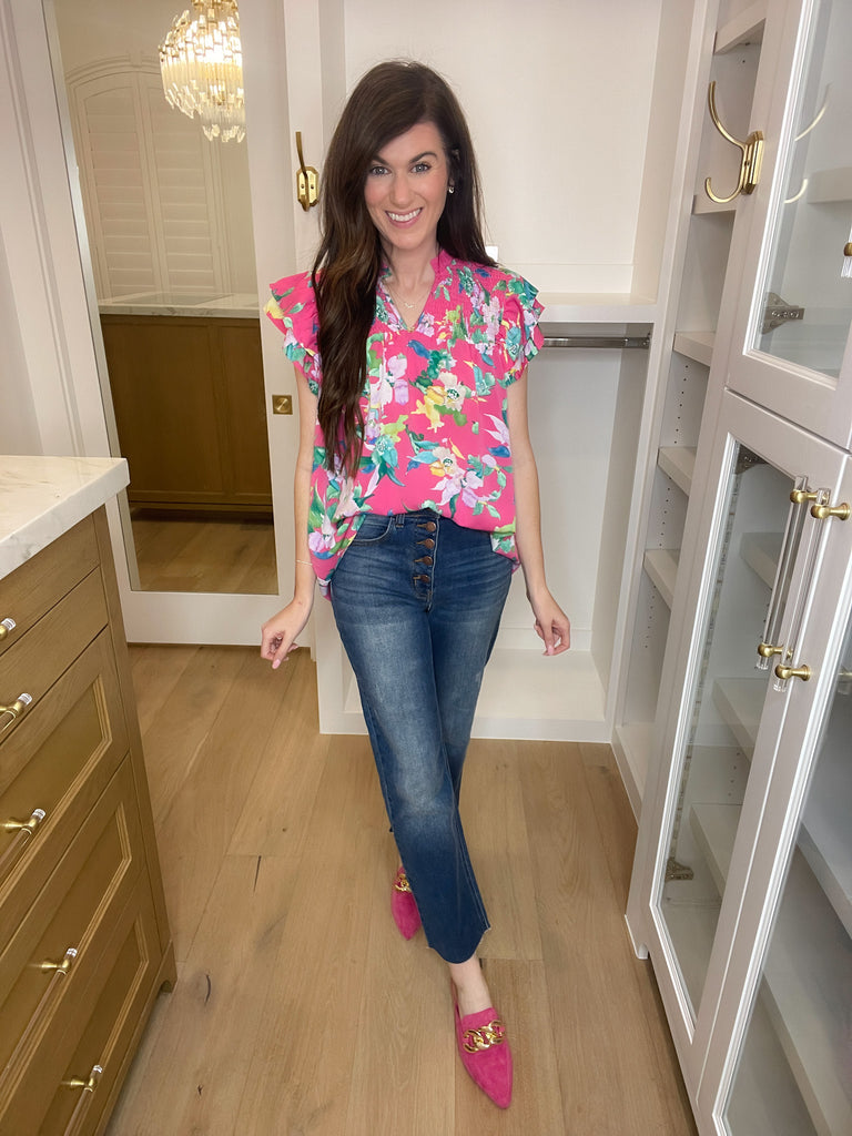 Fleur Mules in Fuchsia