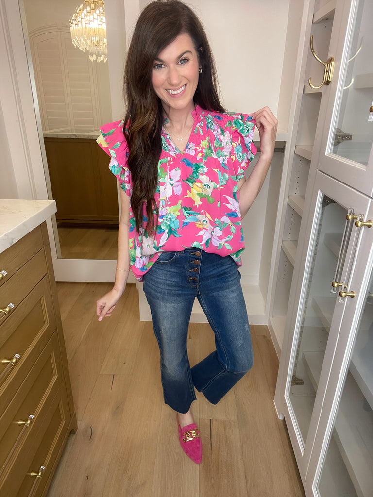 Fleur Mules in Fuchsia