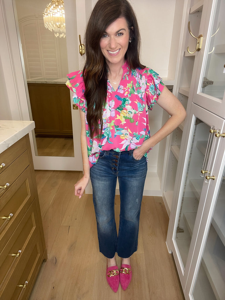 Fleur Mules in Fuchsia